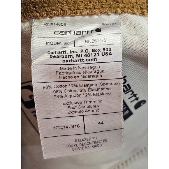 Carhartt Men's 44 Relaxed Fit Rigby 10" Dungaree Shorts Rugged Flex Tan New NWT - Picture 7 of 8